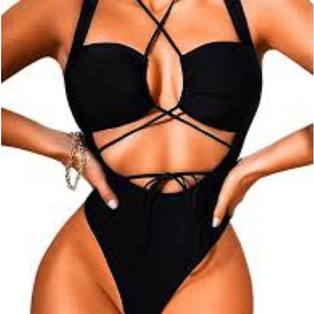 SHEIN Black Cutout Swimsuit Size Medium